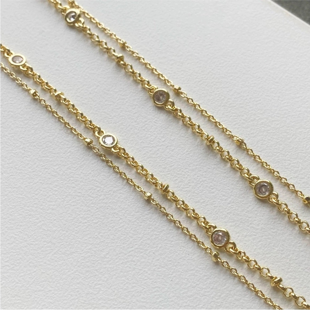 Kendra Scott Elisa 2 double strand Gold Necklace in Light Pink Drusy - Picture 4 of 8